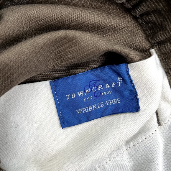 Vintage Towncraft Corduroy Pants Mens 36x32 Brown Chino Pleated Straight Leg 90s - Picture 8 of 13